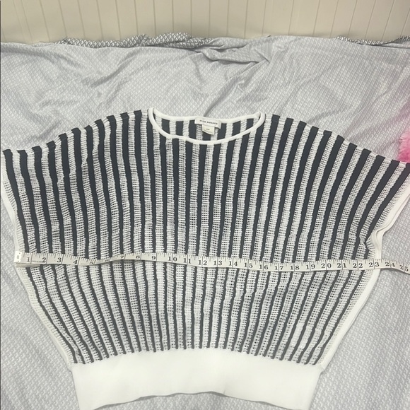 Club Monaco Novelty Pointelle navy blue and White Striped Sweater size S - Picture 4 of 5